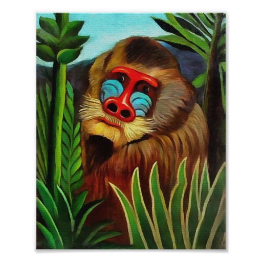 Henri Rousseau Art Print Pendant Necklace Mandrill in the Jungle